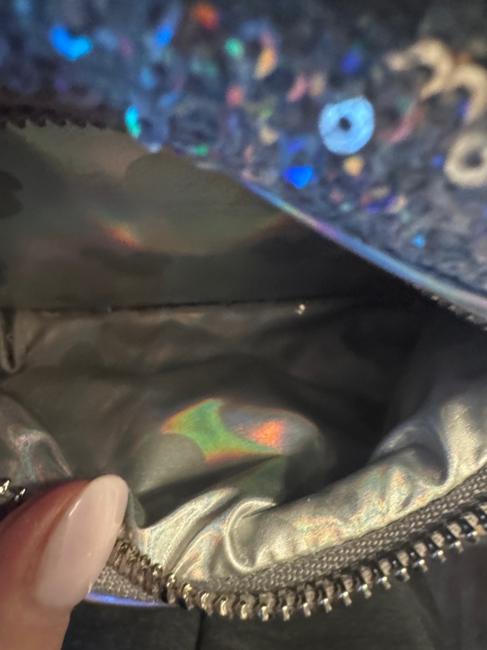 Disney Silver Sequin Mini Backpack with Holographic Bow and Ears - Picture 11 of 13
